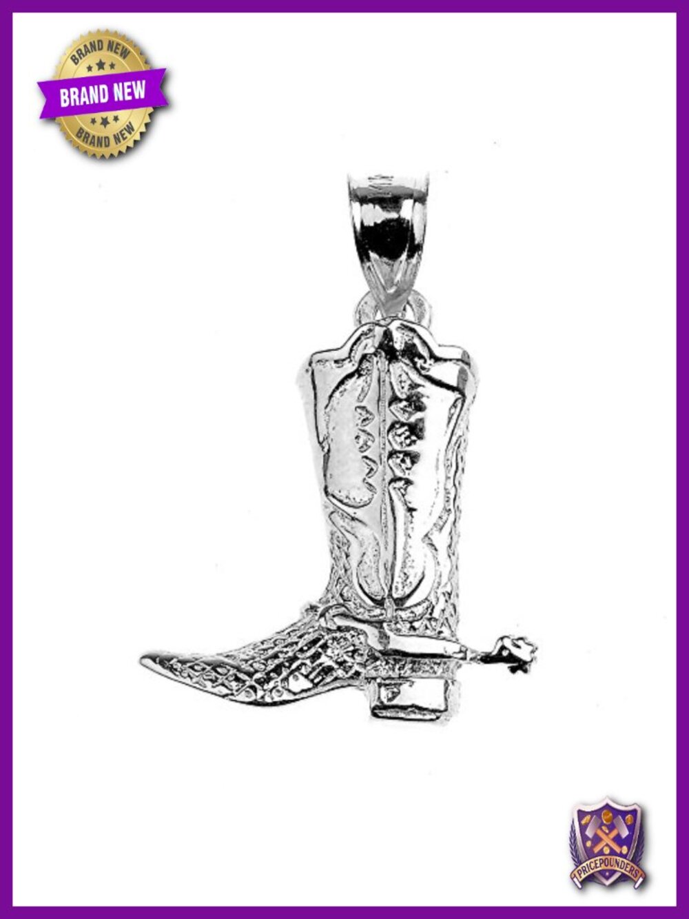 925 Sterling Silver Lucky Cowboy Boot Pendant Charm